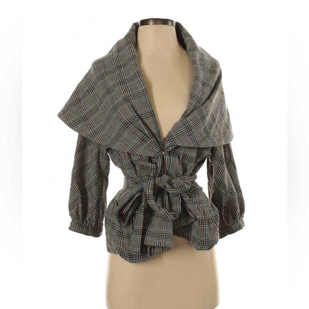 Marc Jacobs Gray Plaid Belted Jacket